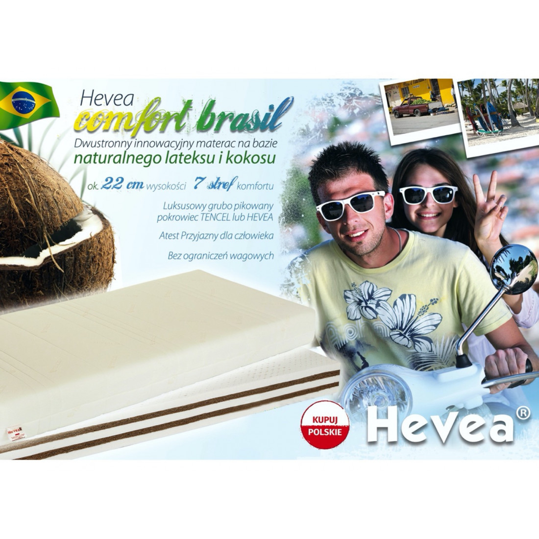 Materac lateksowo-kokosowy Hevea Brasil